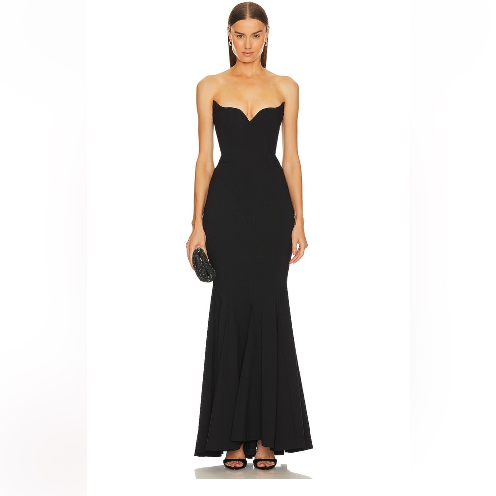 Michael Costello Billie Black Strapless Gown
